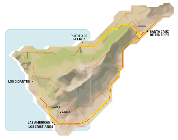 Map of Tenerife with information about getting to the Masca Trail