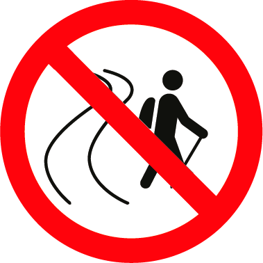 Icono prohibido abandonar el itinerario señalizado